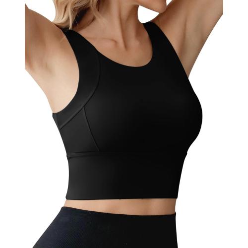 EXTRA LARGE Ama Larsi High Neck Sports Bra for Women Longline Medium Impact Workout Crop Tank Tops Wirefree Padded Yoga Bra Gym