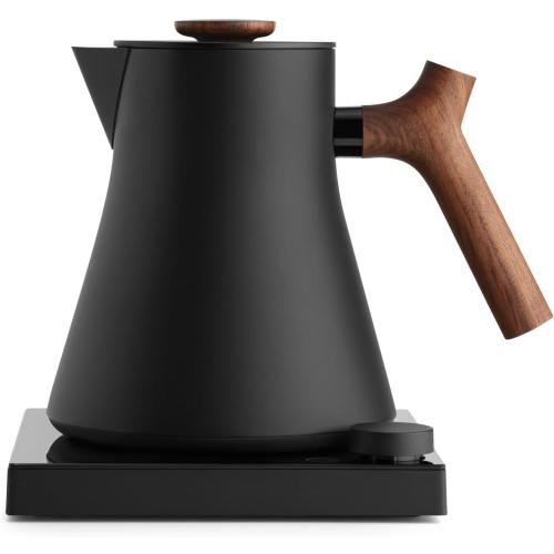 Fellow Corvo EKG Pro Studio Edition Electric Tea Kettle - Quick Heating, Precise Temperature Control, Scheduling, Built-in Brew Timer - Matte Black with Walnut Handle - 0.9 Liter