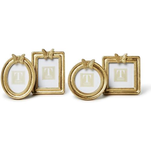 Two's Company Golden Butterfly Photo Frames, Resin, Set of 4