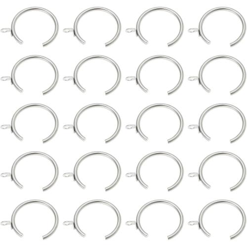 The Lord of the Tools 20Pcs Silver Metal Passing Curtain Pole Rings Curtain C Type Ring for Bay Window Curtain Poles Chrome with Fixed Eye Sliding Eyelet, HP869_M