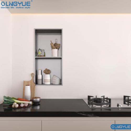 12x24 Bathroom Shower Niche Shelf: Double Layer Stainless Steel No Tile Needed - Recessed Wall Niches Box for House Decoration - Brushed Nickel