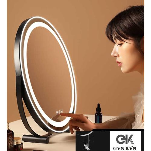 WHITE FRAME 12 Round Vanity Mirror, LED Lights, Smart Touch 360°Rotation, Dimmable White