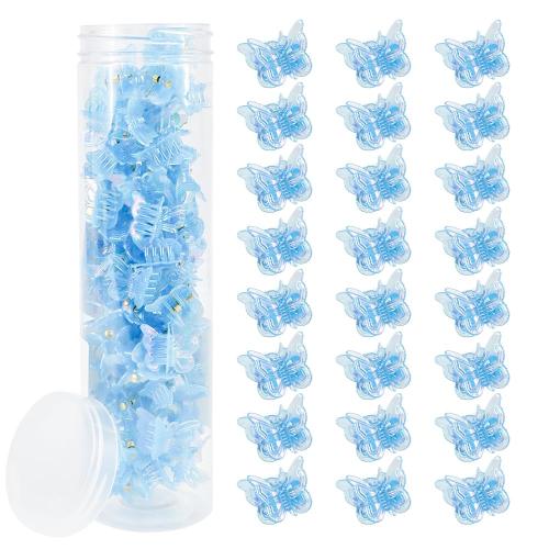 Ahoney Mini Butterfly Hair Clips for Hair with Box Glitter 90s Y2k Hair Accessories for Girls Women (Blue)