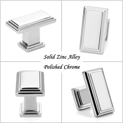 10 Pack 1-1/2 Inch Polished Chrome Cabinet Knobs Chrome Drawer Knobs Rectangular Chrome Cabinet Pulls, ZK2206 Kitchen Hardware for Cabinets Drawers Bedroom Dresser Cupboard Bathroom Vanity
