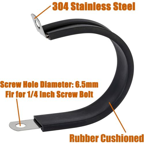ISPINNER 36pcs 3/4 Inch Stainless Steel Cable Clamp, Rubber Cushioned Insulated Clamp, Metal Clamp, Tube Holder for Tube, Pipe or Wire Cord Installation (3/4 Inch)