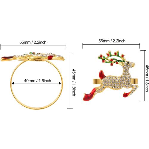 KPOSIYA Christmas Napkin Rings Set of 12, Napkin Rings Holders for Dining Table Setting - Wedding Receptions, Thanksgiving and Home Kitchen for Casual or Formal (Hun he Ring 12)