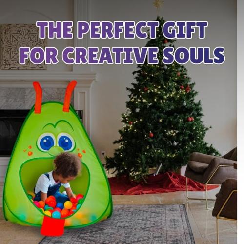 Kiddey Caterpillar Kids Play Tunnel & Tent – Toddler Crawl Tunnel   Play Tent, Pop-Up Indoor/Outdoor Ball Pit Playset (Balls Not Included), Folds Flat for Storage