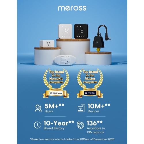 meross Smart Thermostat for Home, WiFi Thermostat Works with Matter, Alexa, Apple Home, Google Assistant, App & Voice Control, 7x24h Scheduling, Energy Saving, C-Wire Required