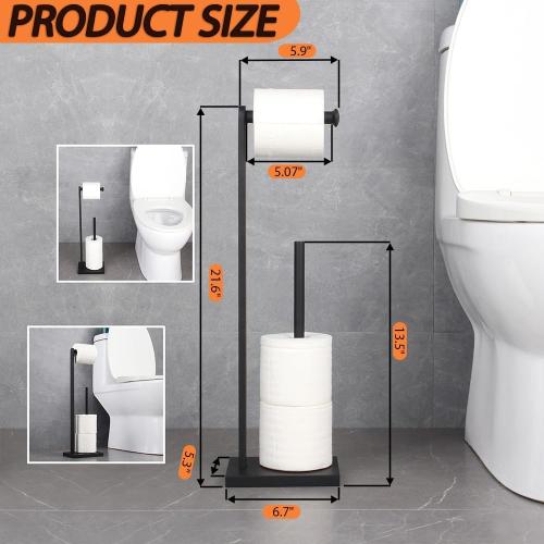 GERZWY SUS 304 Stainless Steel Bathroom Free Standing Toilet Paper Holder Toilet Roll Holder for Bath, Matte Black DZY022-BK