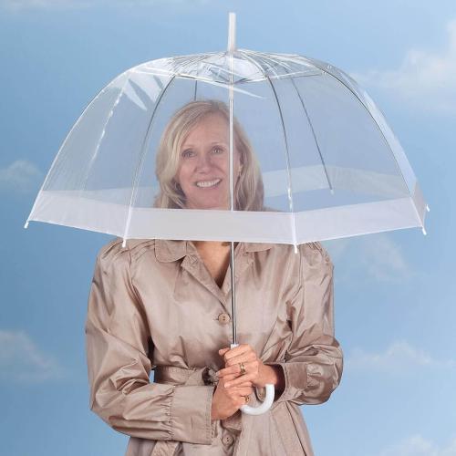 Miles Kimball Clear Dome Umbrella, Durable Wind-Resistant Umbrella with Sturdy Bubble Design, Dome Canopy 29” Diameter,