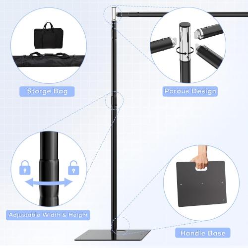 10x10 ft Pipe and Drape Backdrop Stand Kit Heavy Duty Backdrop Stand Adjustable Photo Background with Metal Base for Parties Wedding Video Studio Birthday Background Stand