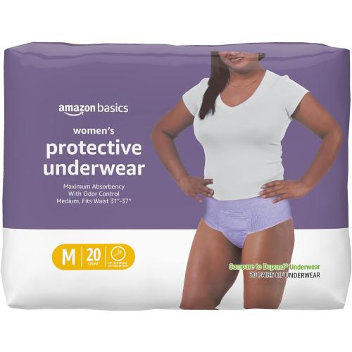 Incontinence Underwear for Women, Protective, Disposable, Postpartum, Maximum Absorbency, Medium, Lavender, 20 Count