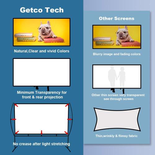 Projector Screen with Stand Foldable Portable Movie Screen（16：9）, HD 4K Double Sided Indoor Outdoor Projection Screen for Home Theater (100 Inch)