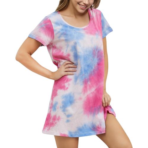 Size M..Inadays Women's Cotton Nightgown Sleepwear Short Sleeves Nightshirt Casual Print Sleepdress Loose Comfy Pajama