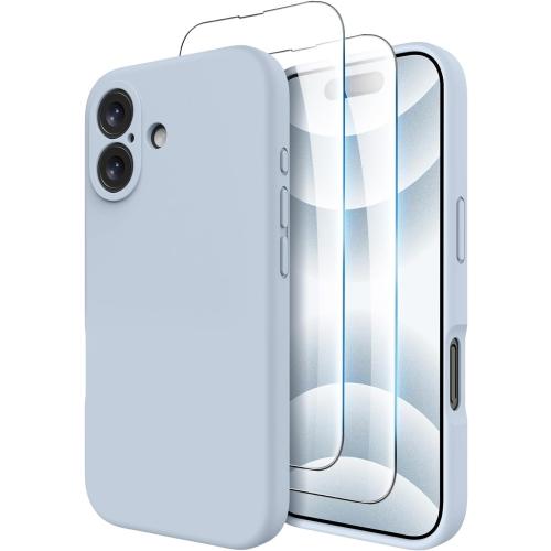 OTOFLY Compatible with iPhone 16 Case, Compatible with MagSafe, Shockproof Magnetic Silicone Case for iPhone 16,[Military Grade Protection] [2 Pack Screen Protectors], Baby Blue