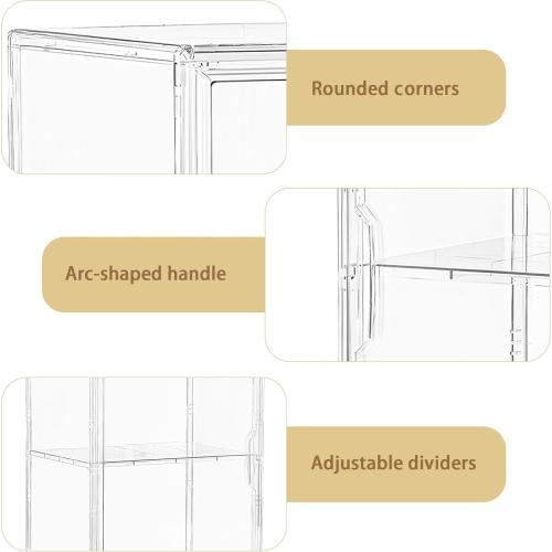 Attelite Acrylic Display Case for Figures 3 Adjustable Layers 4Pack