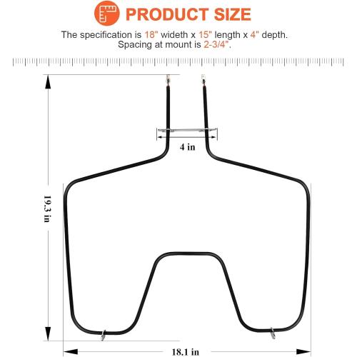 Bake Element WB44K5012 Heating Element Replacement RANGE BAKE ELEMENT wb44k5012 for GE Hot.point Kenmore Oven - Replaces 325883,340521,8029,WB44K5012E,Model #9119504190, 9114638812,and more