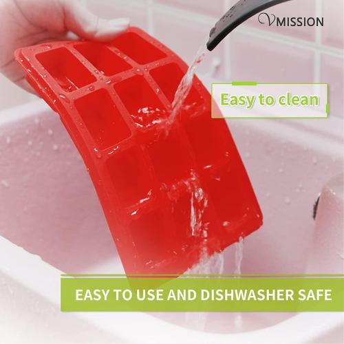 Silicone Ice cubes, Silicone gel ice cubes tray, a box of 12 ice cubes with Lid, mold combination, Easy release Ice Cube Mould (Red Blue)