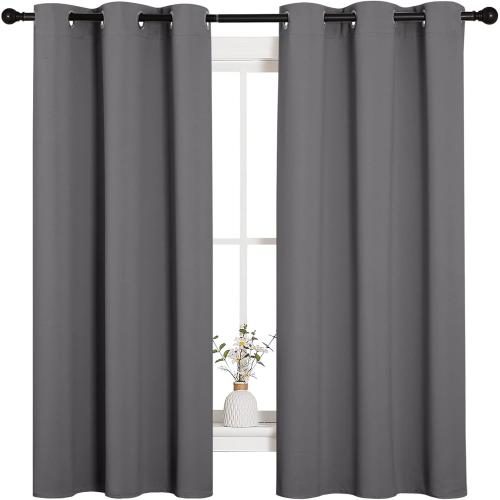 NICETOWN Thermal Insulated Grommet Blackout Curtains for Bedroom (2 Panels, W42 x L63 -Inch, Grey)
