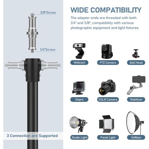 13.1' Heavy Duty Light Stand Photography, Sdfghj 157.2in/4m Adjustable Metal Professional Sky High Tripod with Air Cushioned with 1/4& 3/8 Screw Adapter Compatible with Most DSLR Cameras