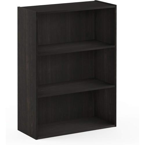 Furinno PASIR Book Shelf, 3-Tier Bookshelf, Storage Shelves Bookcase, 9.7 x 23.7 x 31.5, for Living Room, Bedroom, Home Office, Espresso
