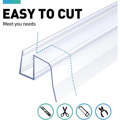 Sliding Shower Door Bottom Seal, 2 PCS 3/8 x 36 Sliding Shower Door Sweep for 3/8Inch Glass, Frameless Glass Door Seal Strip Stop Shower Leaks and Create a Water Barrier