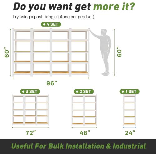 Durstruct 5 Tier White Metal Shelving Unit 1500LBS 24 W×16 D×60 H | Adjustable Storage Utility Rack Heavy Duty Shelves Organization Multipurpose Shelf for Pantry Closet Kitchen Garage Bathroom