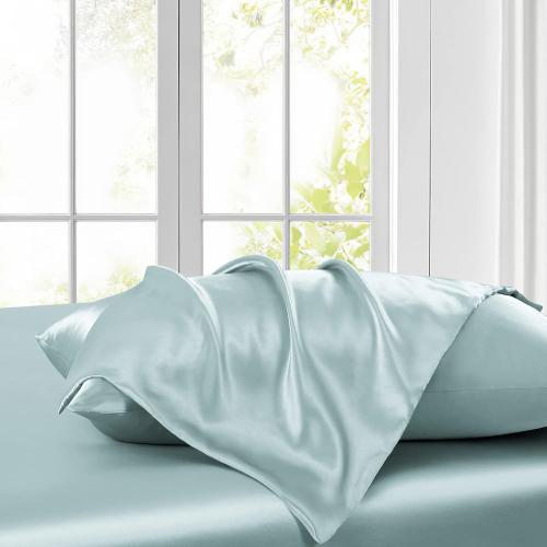 Silk Satin Bed Sheets, Full Size Sheets Set, Ultra Soft Silky Bedding Set with 18'' Extra Deep Pocket Fitted Sheet for High Mattress (Full, Aqua)