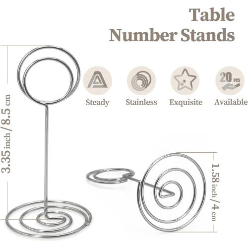 Table Number Holders 20Packs - 3.35 Inch Table Number Stands Place Card Holder for Wedding Party Graduation Reception Restaurant Home Photo Picture Office Memo (Silver, 3.35)