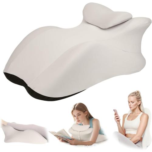Adult Memory Foam Ergonomic Wedge Prone Pillow, Bed Pillow for Sitting Up, Back, Neck, and Leg Pain Relief, Anti Snoring, Ideal for Massage, Reading, Sleeping, with Removable Washable Cover, Black