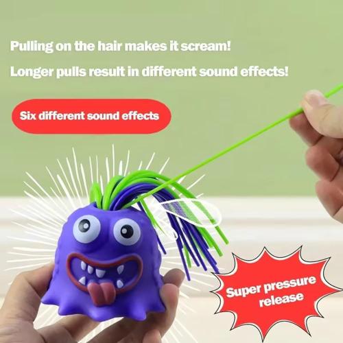 Screaming Hair Pulling Toy - Stress Relief & Funny Gag Gift for Teens Adults, Home Office Party Use, Pull Hair Scream Sound, Anxiety Relief Novelty Gifts for Friends (Green)