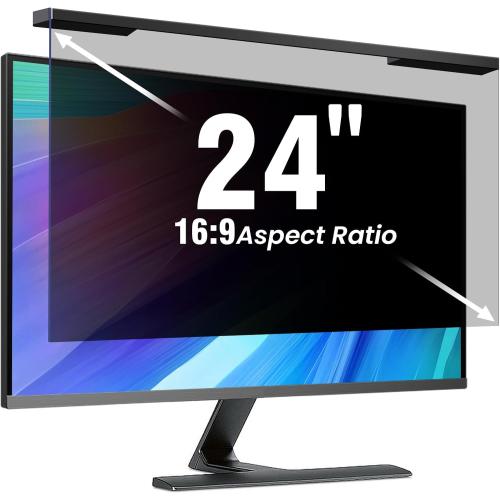 Hanging 24 Inch Computer Privacy Screen Filter, Hanging Computer Screen Privacy Cover, Compatible with, 23.8 Inch 16:9 Widescreen Monitors, Protect Eyes from Glare and Blue Light