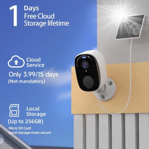 4pc Solar Security Cameras Wireless Outdoor, 2K Battery Powered Cameras for Home Security, 2.4/5G WiFi Camera with Solar Panel, Color Night Vision, AI Detection, 2 Way Talk, IP65, SD/Cloud
