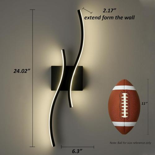 Modern Led Sconce Wall Lighting Indoor 24 Minimalist Industrial Black Wall Sconce Hardwire Wall Light for Small Space Bathroom Hallway Staircase Entryway