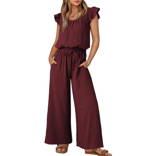 Size XL .....Dokotoo Jumpsuits for Women 2025 Summer Ruffle Sleeves Square Neck Rompers Drawstring Overalls with Pockets