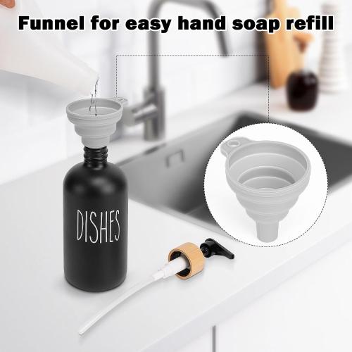 Color White and Black  Glass Soap Dispenser Set, Refillable Dish Soap Pump Dispenser, Kitchen Bathroom Counter Shampoo Conditioner Dispenser (with Marble Tray)