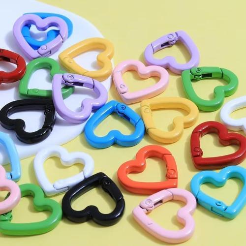 20mm Heart-Shaped Keychain Clips - Zinc Alloy Spring Carabiner Hooks for Bags, DIY Crafts and Valentine Day Accessories (6 Color Mix)