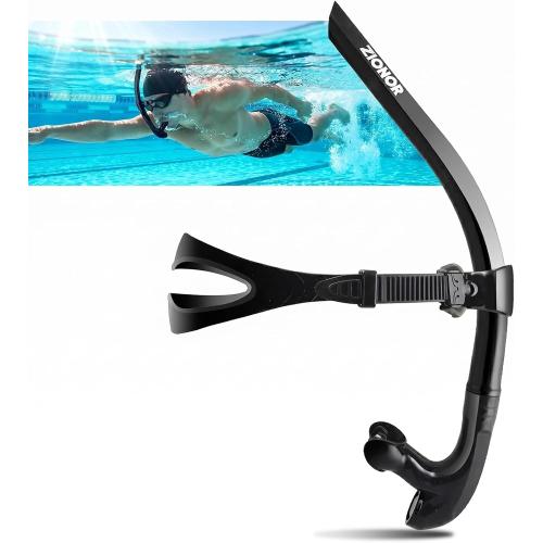 ZIONOR Swim Snorkel for Lap Swimming Adult, Front Snorkel Tube Swimming Training, Comfortable Mouthpiece One-Way Purge Valve for Pool, Outdoors
