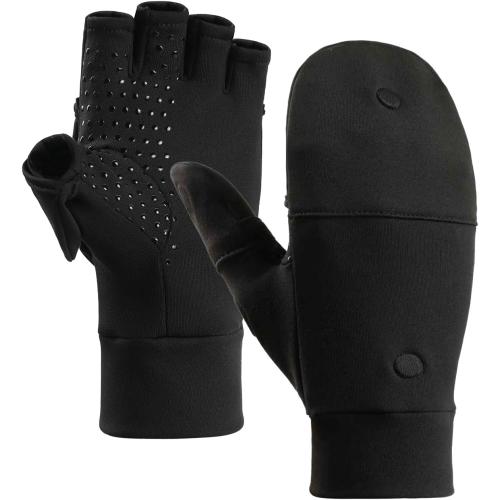 Fishing Gloves Convertible Cold Weather Mittens and Fingerless Gloves Men Women for Fishing, Kayaking, Rowing, Paddling, Hunting, Photographing, Outdoor Activities