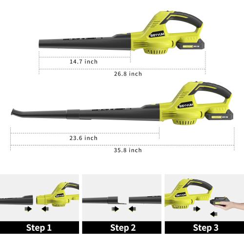 SEYVUM Leaf Blower, 20V Cordless Blower with 2 Pcs Li-ion Battery, Electric Leaf Blower for Lawn Care, 320CFM 150MPH Battery Powered Blowers, for Patio, Garden Cleaning, Fast Charger Included