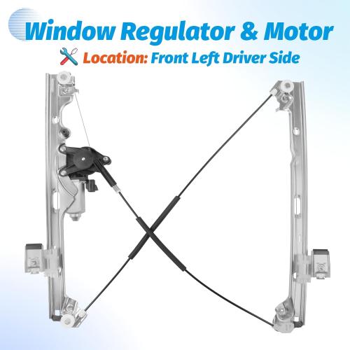 Front Left Driver Side Window Regulator with Motor (2 Pins) 741-442 Compatible with Chevy Silverado 1500/2500HD/Tahoe/Suburban, GMC Sierra/Yukon 2007-2014, Cadillac Escalade 2007-2008