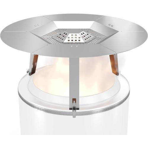 Upgraded Heat Deflector for Solo Stove Bonfire 19.5’’, 304 Stainless Steel Heat Diffuser with Detachable Legs & Fix Hoop, Capture and Redirect Warmth, Camping Accessory