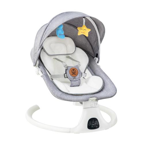 GREY AND WHITE Baby Swing for Infants & Toddlers, Electric Bouncer with Remote Control, 3 Seat Positions, 5 Speeds, 5-Point Harness, Grey