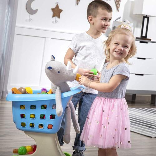 Step2 Little Helper's Shopping Cart for Kids, Play Grocery Cart, Made of Durable Plastic, for Toddlers 2  Years Old, Blue