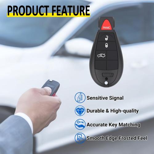 Key Fob Entry Remote Control Key Compatible with Chrysler 300, Dodge Charger, Challenger, Magnum, Replacement for M3N5WY783X IYZ-C01C, 4 Button (Single)
