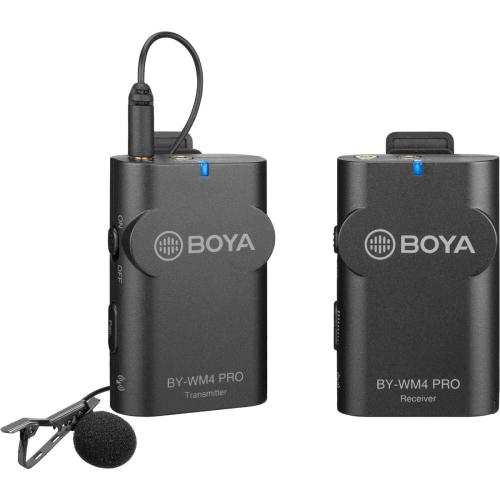BOYA 2.4G Wireless Lavalier Microphone System, WM4 PRO-K2 Lapel Clip-on Mini Wireless Mic Compatible with Canon Nikon Sony DSLR Camera iOS Android Smartphone Audio Recorder YouTube Facebook Vlogging