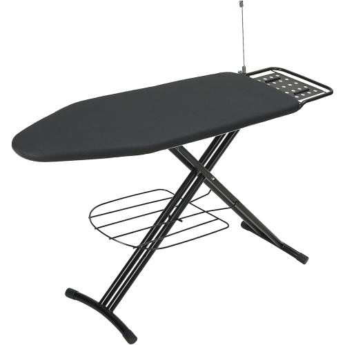 Ironing Board 48x15 in, RAINHOL Large Heavy Duty Ironing Boards Full Size with Pad and Cover, Height Adjustable Iron Stand with Storage Tray and Iron Rest, Black