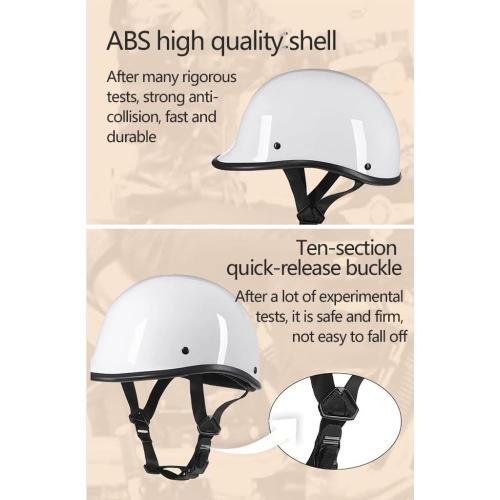 German Style Motorcycle Half Helmet with Mask Goggles, DOT Approved Ultra-Thin Comfortable Novelty Beanie Skull Cap Small Helmet with Quick Buckle, Summer Open Face Helmet for Men Women