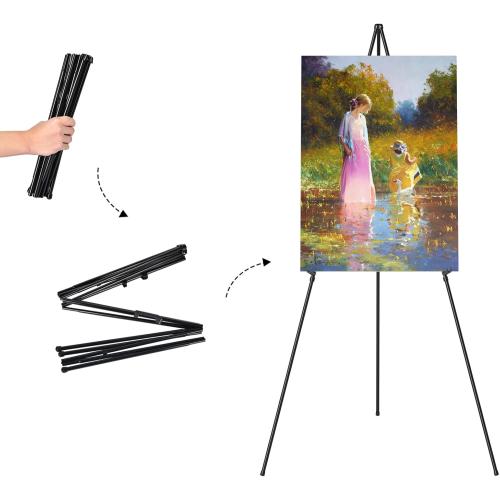 Easel Stand for Sign, Aredy 63 Portable Painting Easel, Lightweight Metal Easels for Painting Canvas, Wedding Sign (2 Pack)