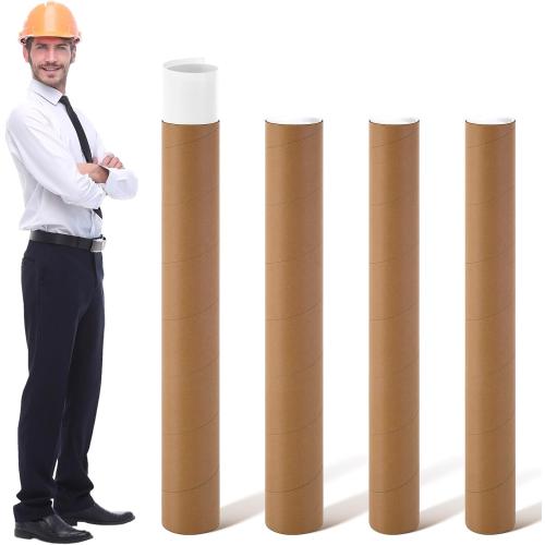 Feifeiya 4 Pack Poster Mailing Tubes with Caps 4 x 47, 3 x 47 Large Cardboard Tubes Kraft Paper Cardboard Tube Storage Tube for Shipping Storing Posters Prints Artwork Documents Golf Club